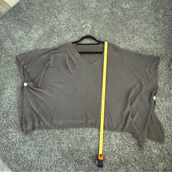 Brown Oversized Dolman Poncho Sweater One Size V-Neck High Low Hem Cozy Knit - Picture 5 of 6